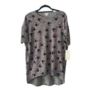 NWT LuLaRoe Disney Irma Top XXS Gray Purple Minnie Mouse Print Stretchy